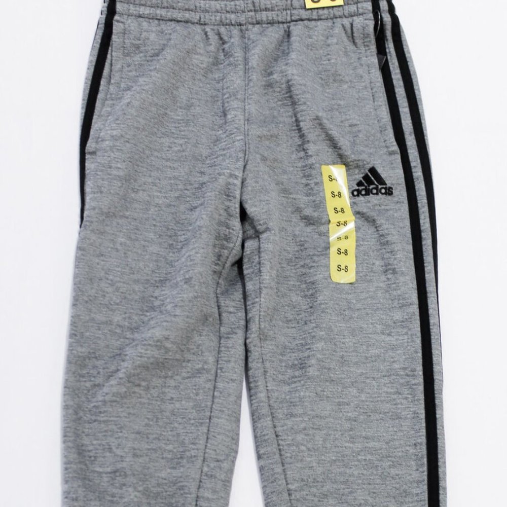 Adidas Kid's Unisex 3-Stripe Tapered Sweatpants Charcoal Grey Medium AK5829